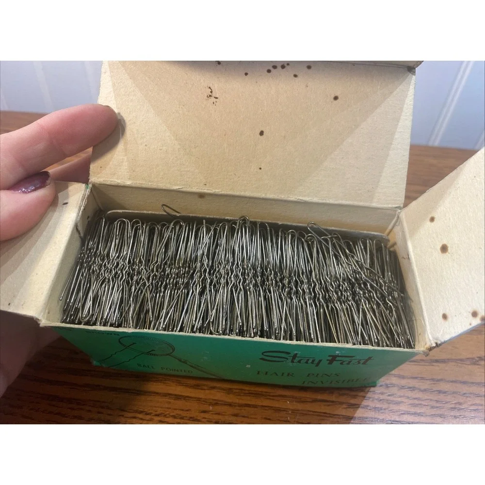 VTG Lot 1950's Stay Fast Hair Pins In Original Box Bobby Pins Ball Pointed